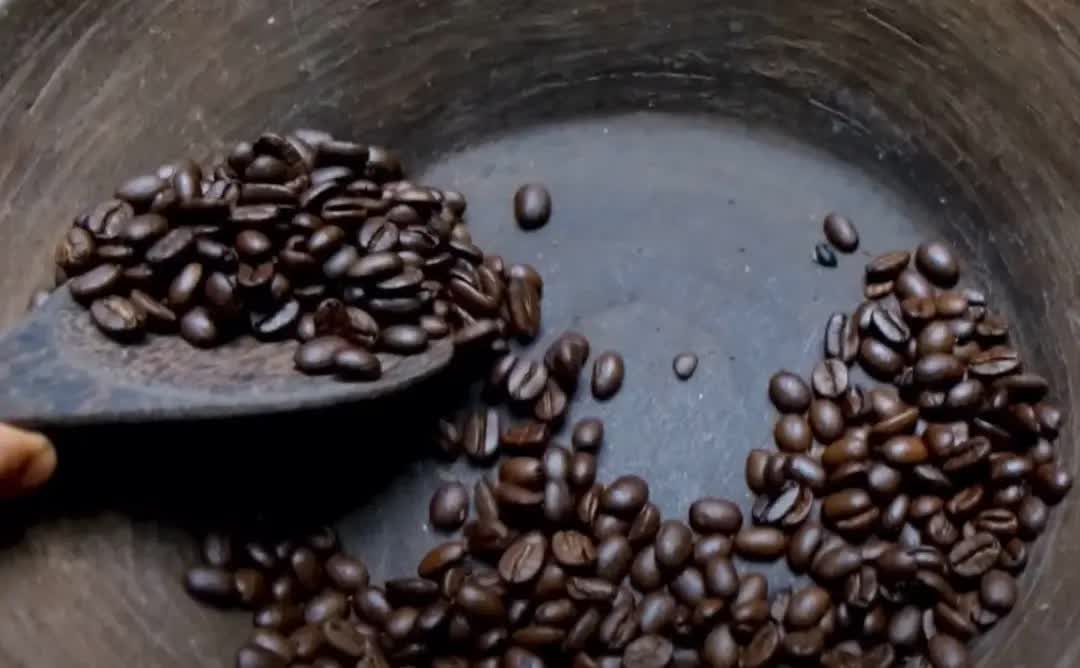 Sumatra coffee beans display in a nice bowl